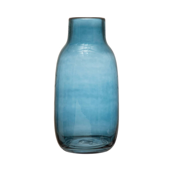 Blue Glass Bottleneck Vase