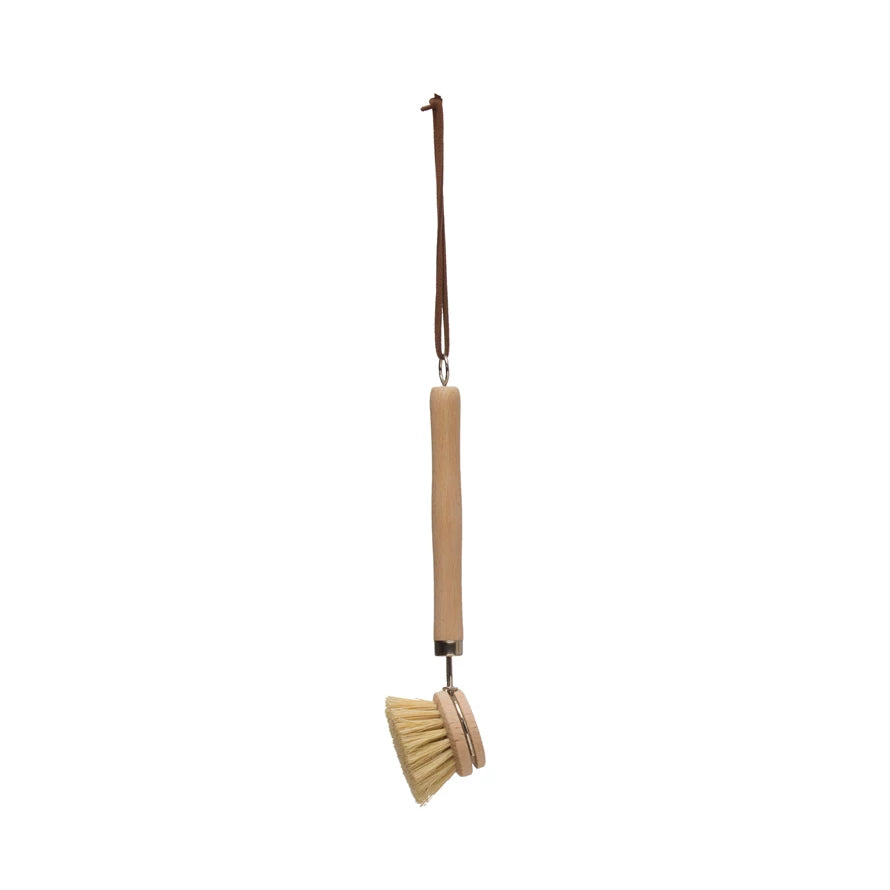 Beech Wood Brush with Leather Tie