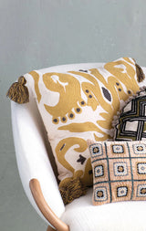 Cream & Mustard Embroidery Pillow