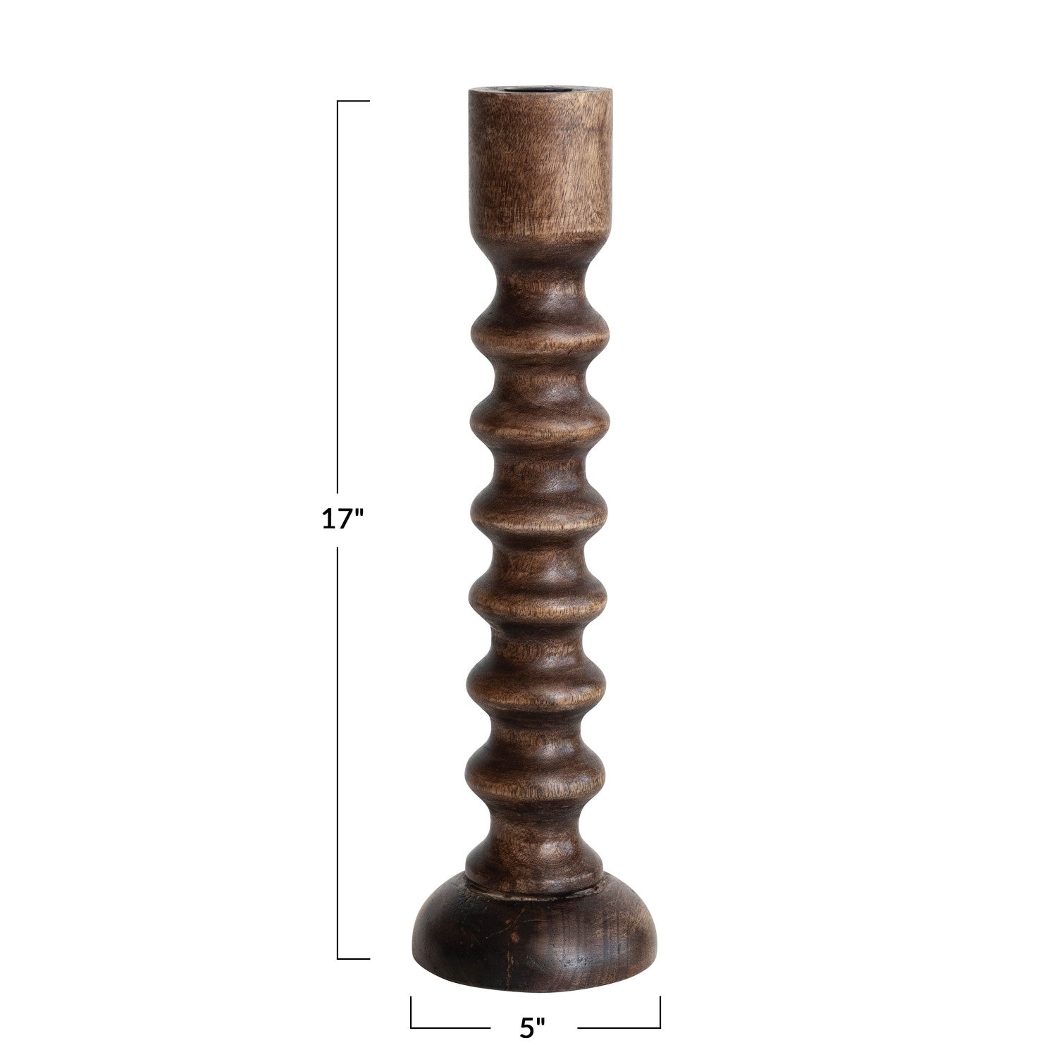 Hand-Carved Wood Taper Holder