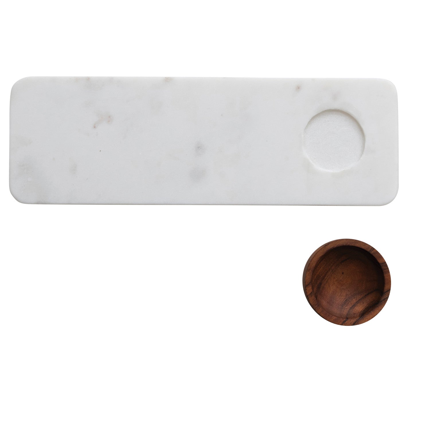 Marble Serving Board w/Wood Bowl