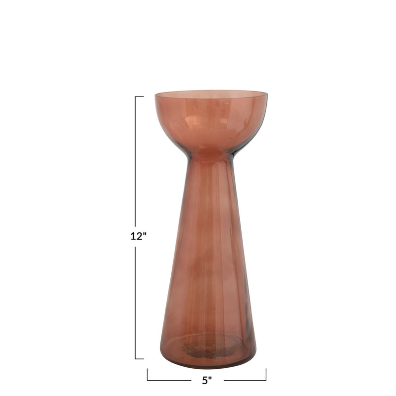 Glass Candle Holder/Vase, Brown