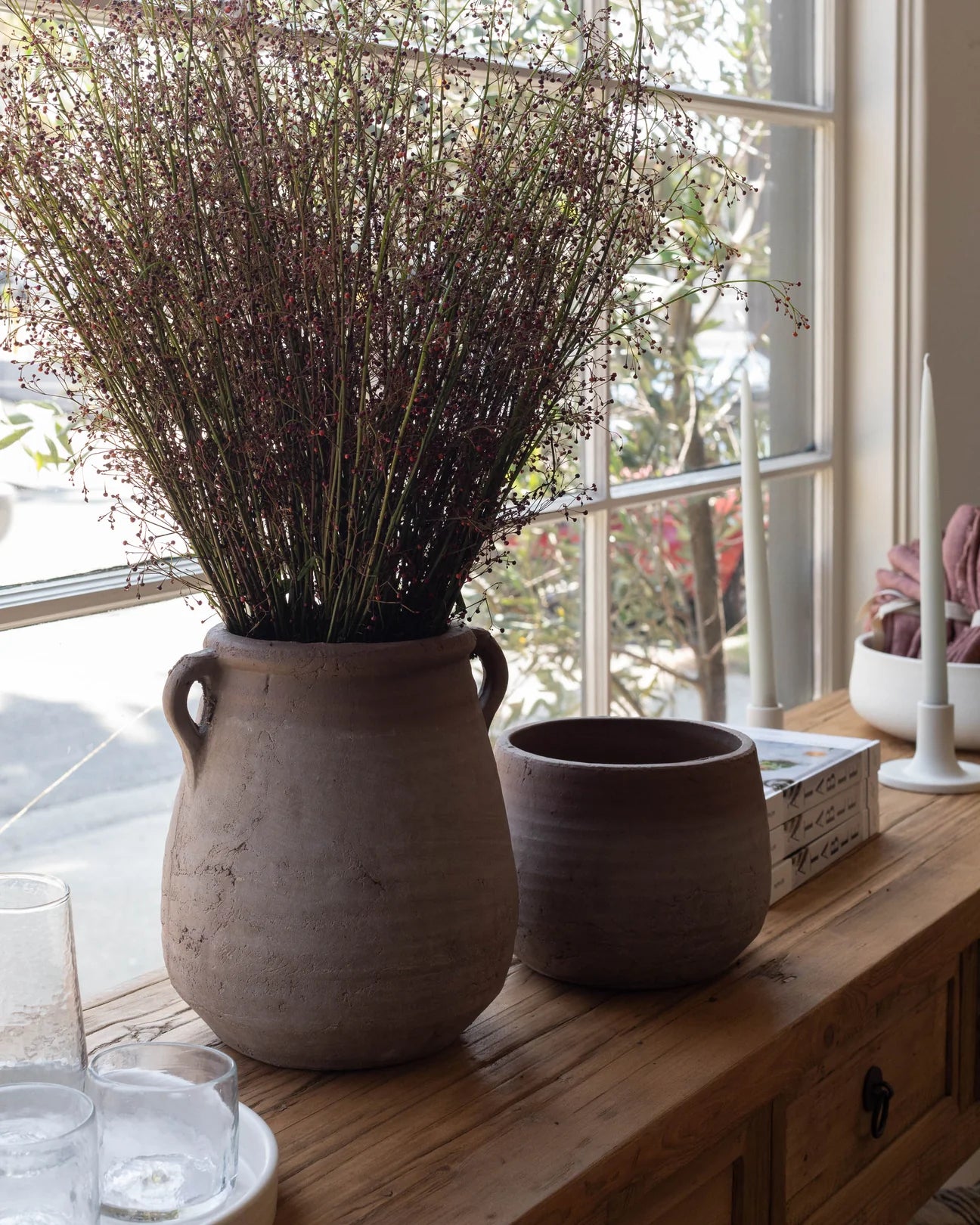 Terracotta Urn with Whitewash Finish