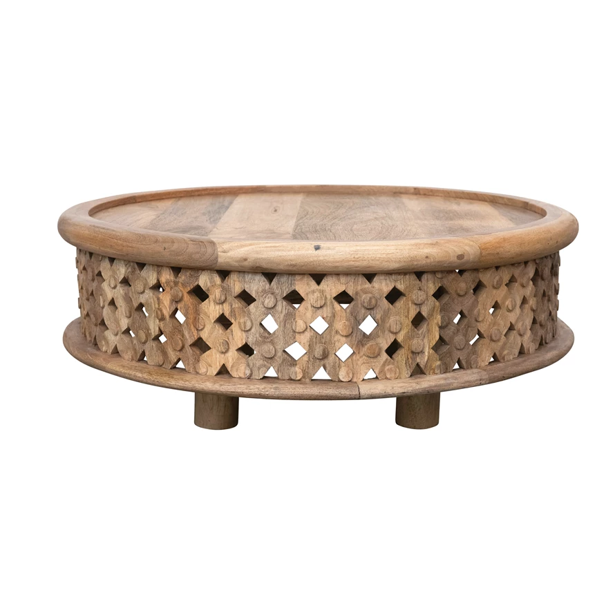 Hand-Carved Mango Wood Coffee Table