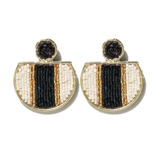 Naomi Vertical Striped Earrings Black/White